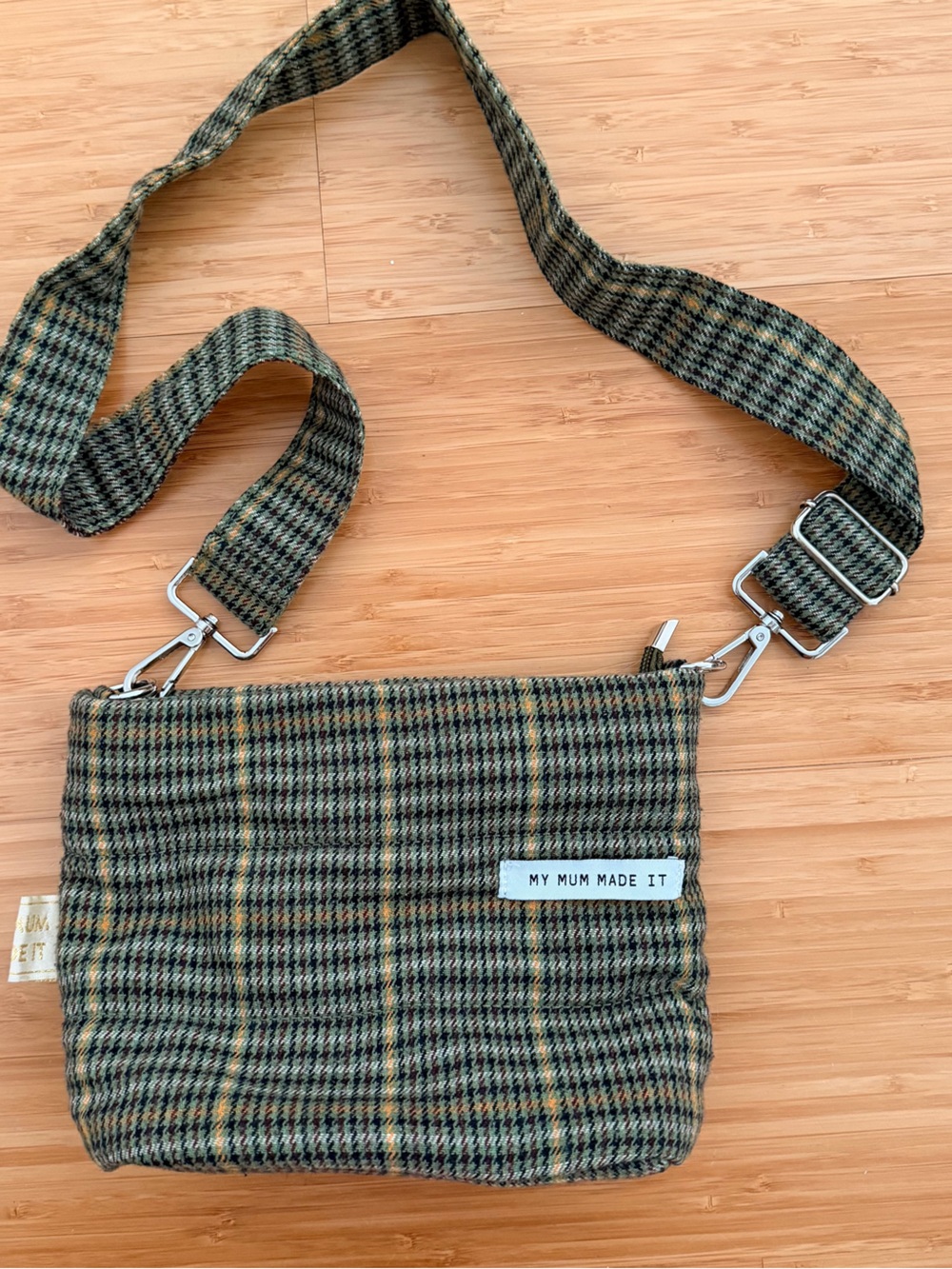 MY MUM MADE IT Green Plaid Crossbody
